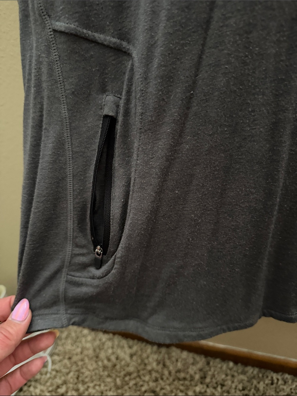 Mono B Women's Dark Charcoal Lightweight Hooded Pullover - Picture 3 of 5